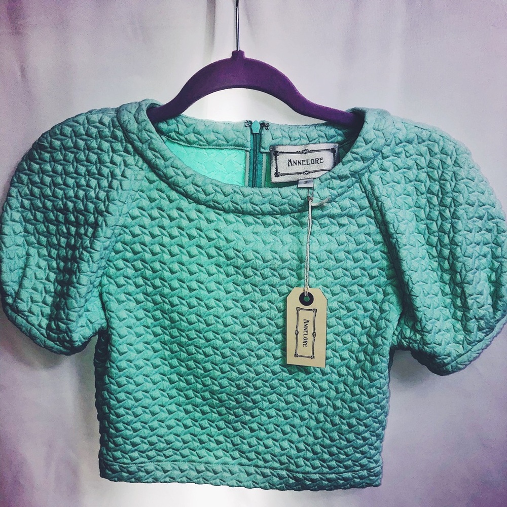 Anthropologie brand crop mint top
